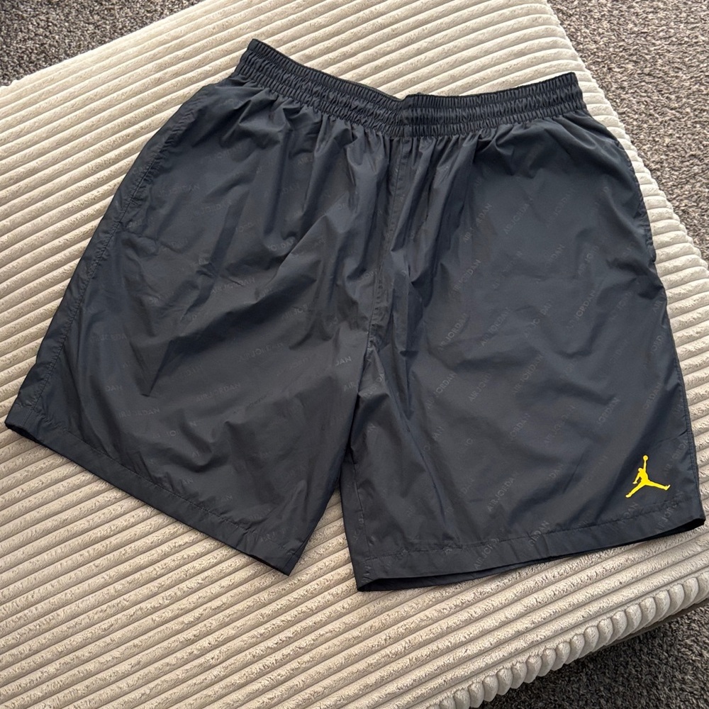 Jordan Men's Black Athletic Shorts with Yellow Logo